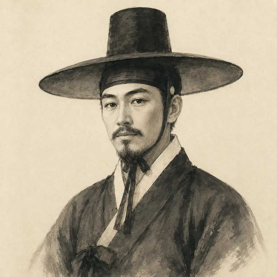 박제가를 표현한 수묵화풍 흉상